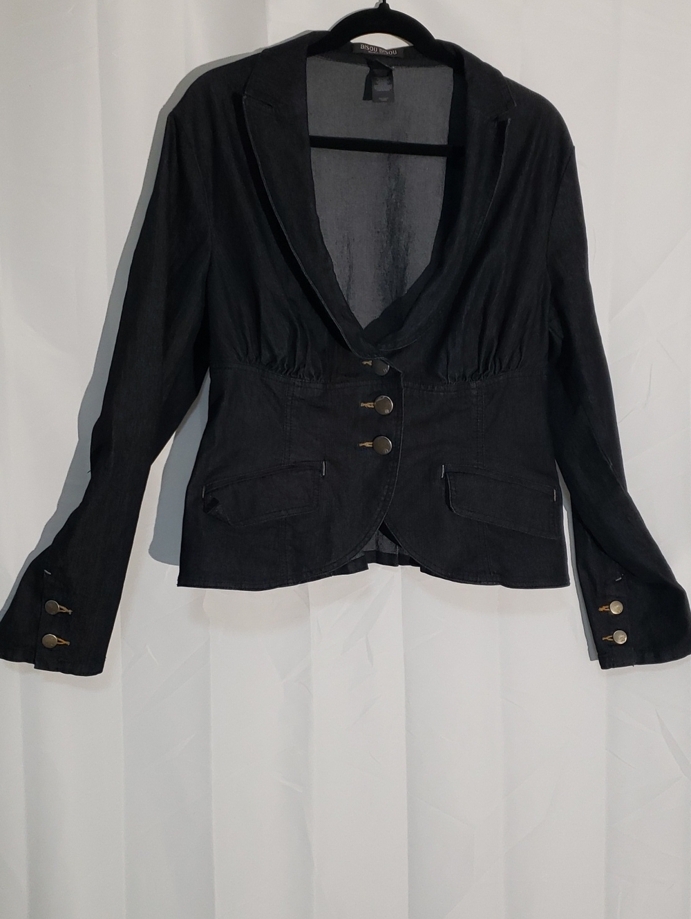Dark Wash Black Denim Stretchy Women's Jacket Size 18